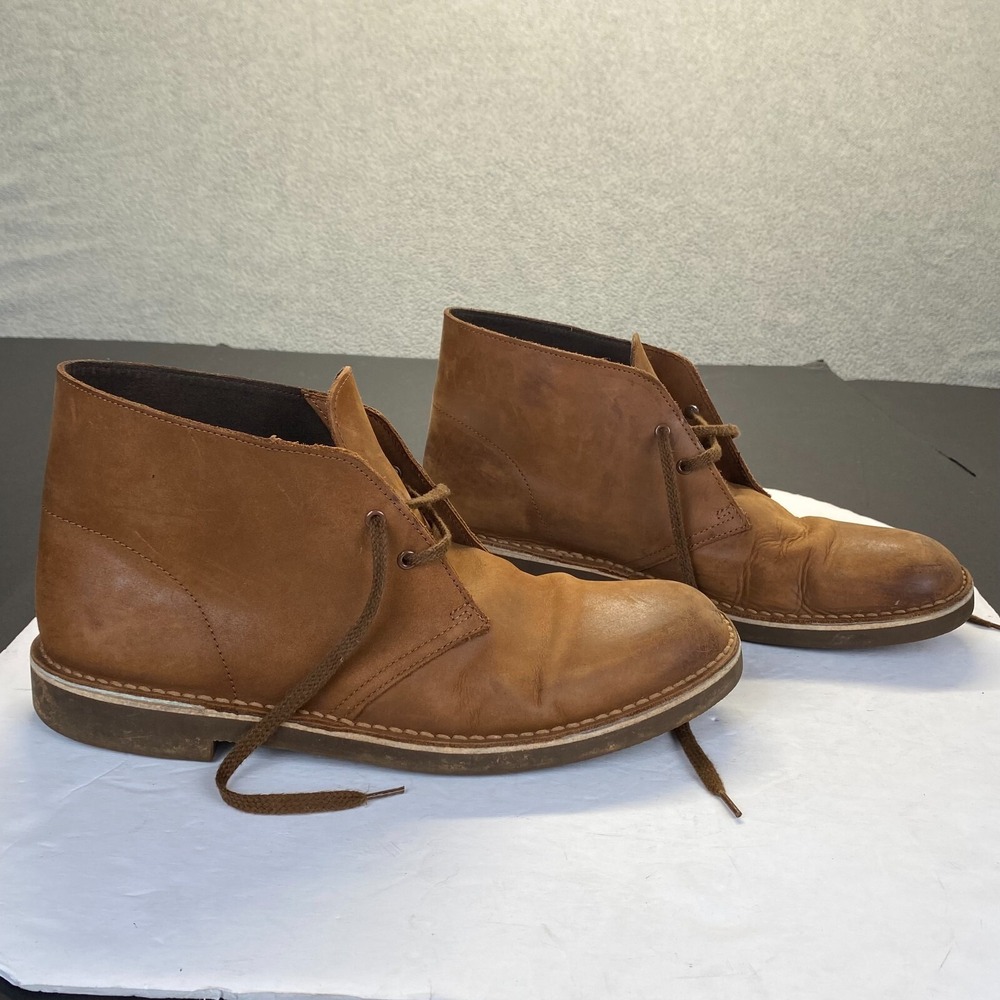 CLARKS Desert Chukka Boot Brown Leather Men's Size 9.5 M,Comfort,Ankle‎